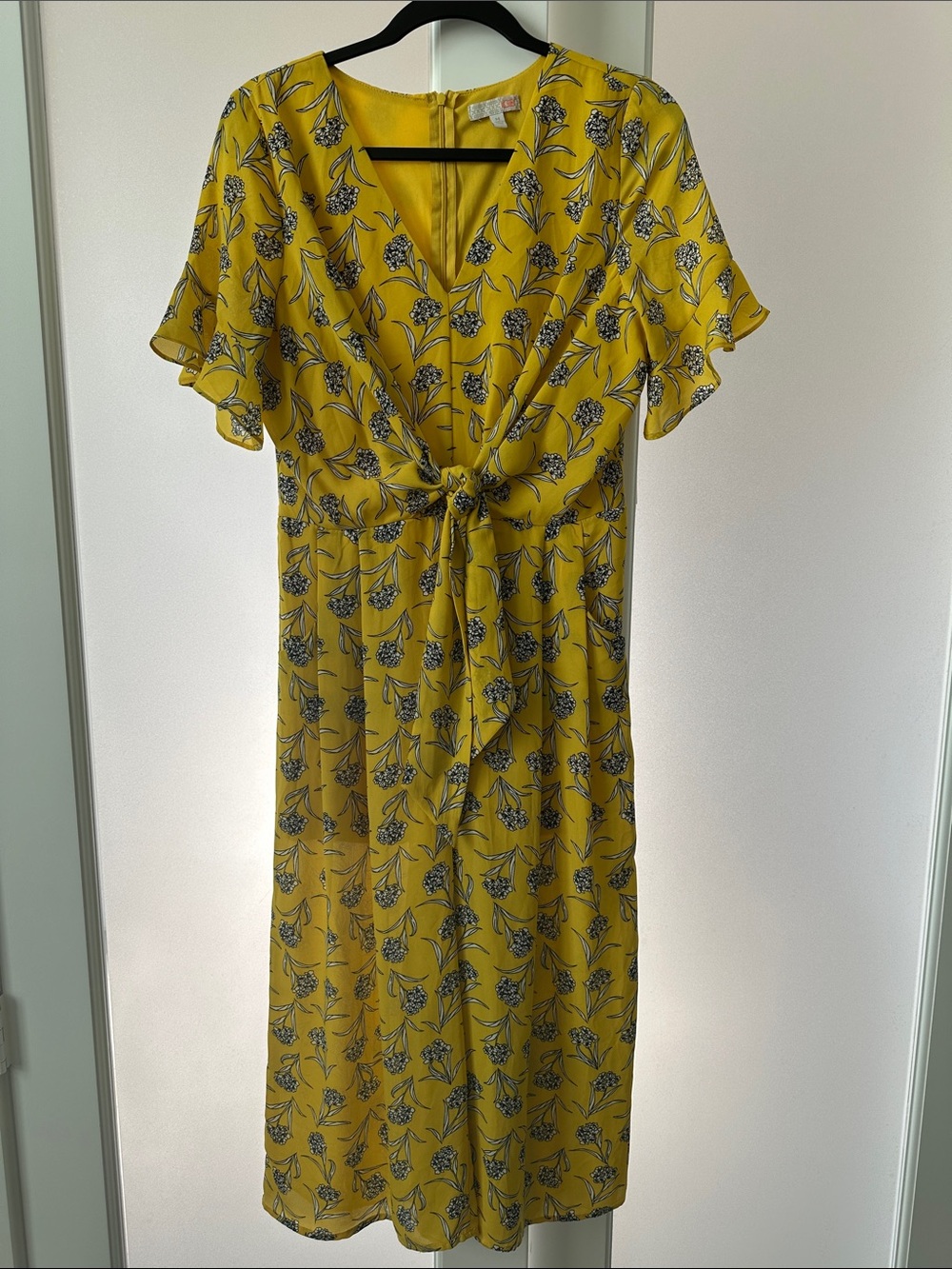 GB Yellow Floral Tie-Front Jumpsuit